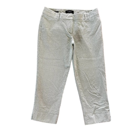 Talbots Green White Striped Capri Pants Size Petite 8 - Picture 1 of 5